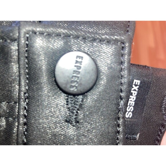 Express Conscious Edit Skinny High Rise Jeans Sz 2L Black Denim NWT Leather Look - Picture 11 of 12